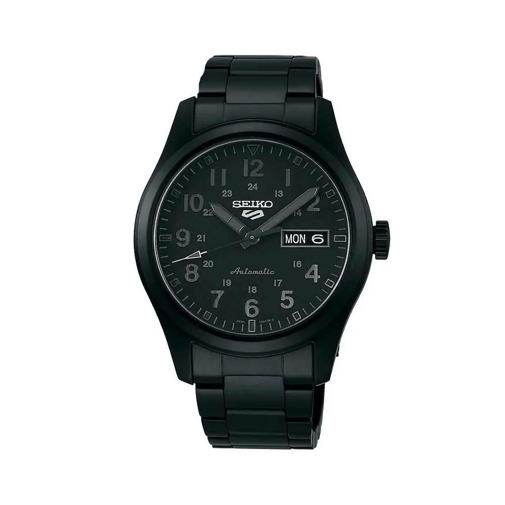 Seiko Men's Seiko 5 Sports Automatic Stainless Steel Bracelet Black Dial  Watch