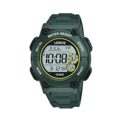 Montre numérique avec bracelet en silicone vert chronographe R2333P