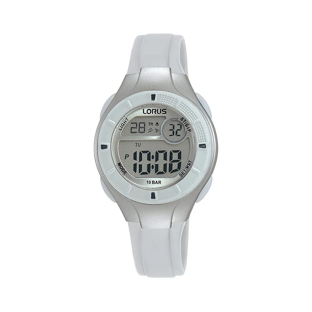 Kid's White PU Strap Digital Chronograph Watch R2349P