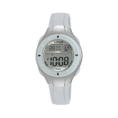 Montre-chronographe numérique avec bracelet en simili cuir blanc pour enfant R2349P