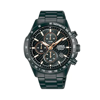 Montre chronographe à bracelet en acier inoxydable noir RM399H