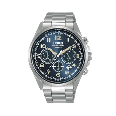 Montre chronographe à bracelet en acier inoxydable RT305K