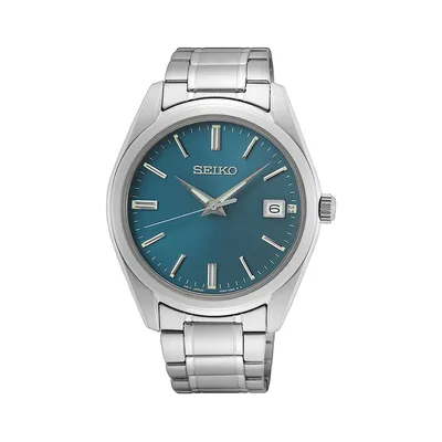 Montre-bracelet en acier inoxydable avec cadran bleu, SUR525P1