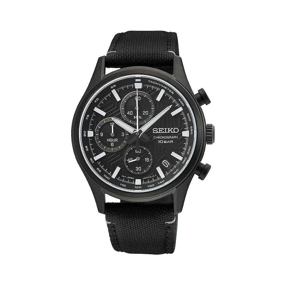 Stainless Steel & Nylon Strap Chronograph Watch SSB421P1