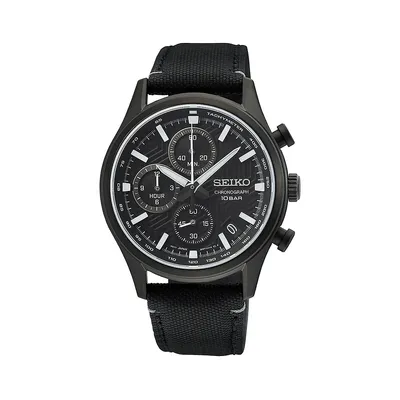 Montre chronographe en acier inoxydable avec bracelet en nylon SSB421P1