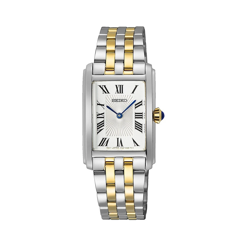 Two-Tone Stainless Steel Bracelet Tank Watch SWR087P1