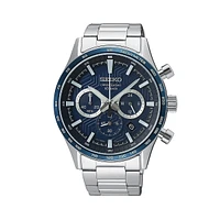 Montre chronographe avec tachymètre et minuterie, bracelet en acier inoxydable, SSB445P1