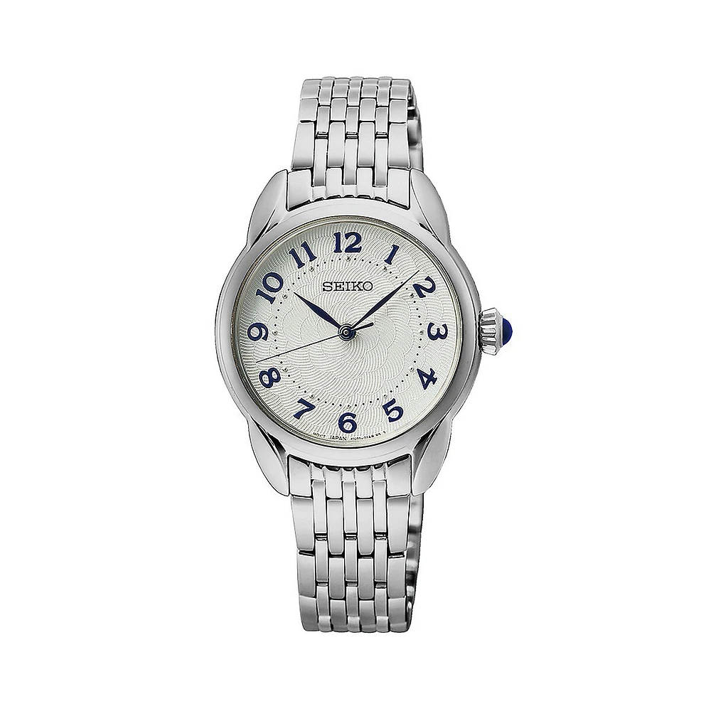 Montre-bracelet en acier inoxydable avec couronne cabochon bleu SUR561P1