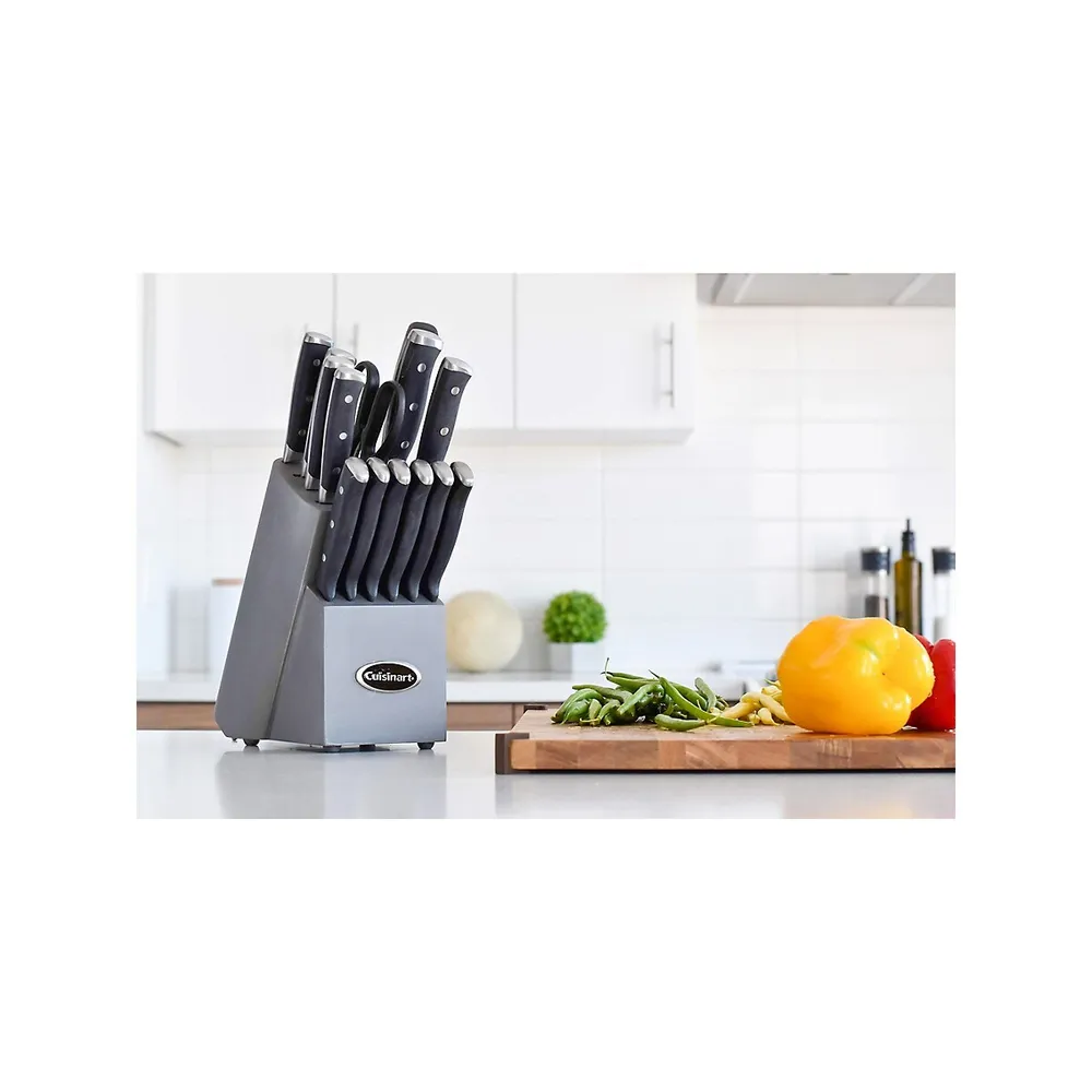 Cuisinart Forged Triple Rivet, 15-Piece Knife Set w/ Block, Superior  High-Carbon Stainless Steel Blades for Precision & Accuracy, White/Charcoal  Grey