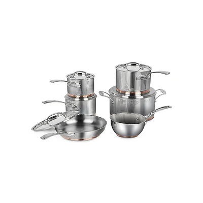 11-Piece Stainless Steel Copper Band Cookware Set