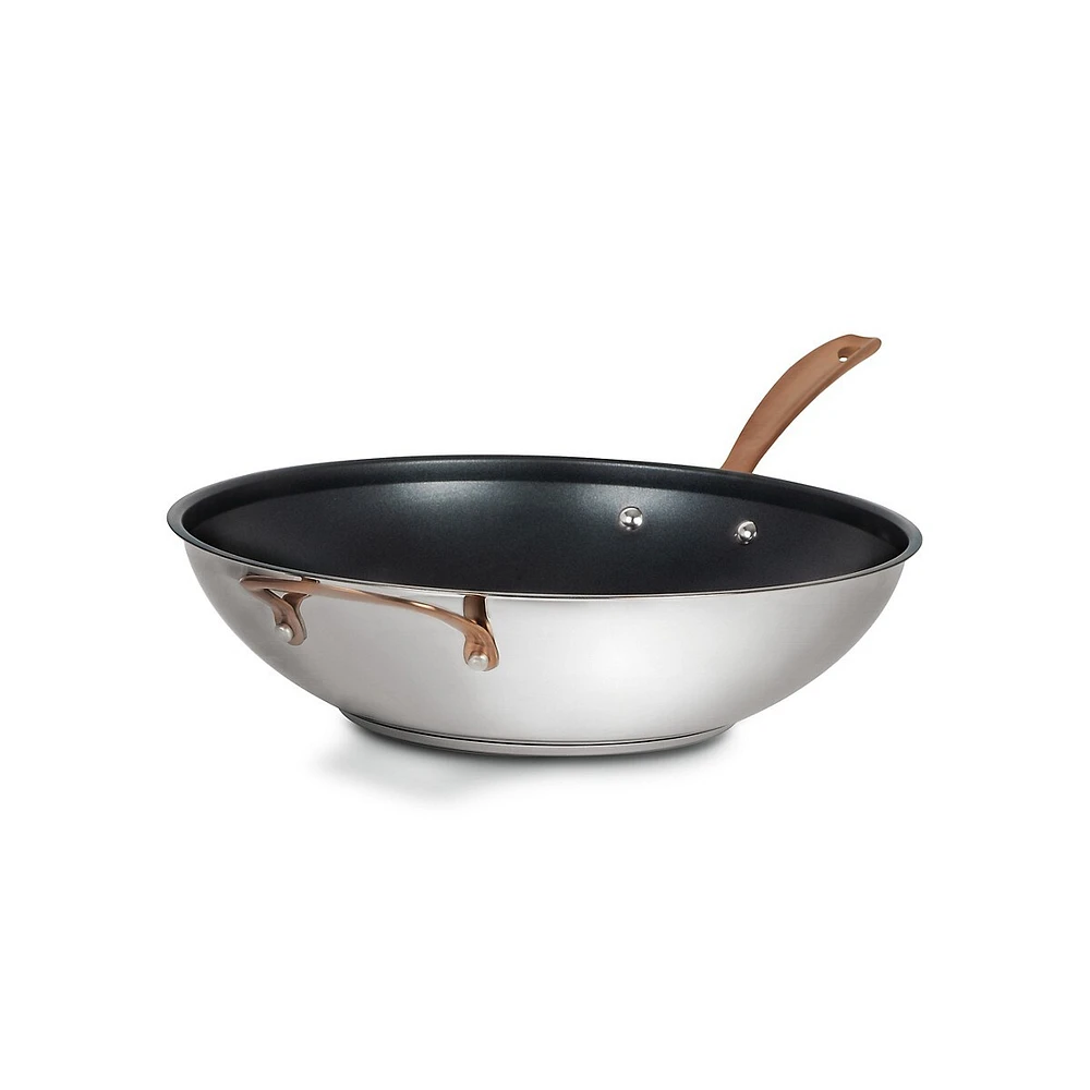 Wok antiadhésif de 36 cm en acier inoxydable