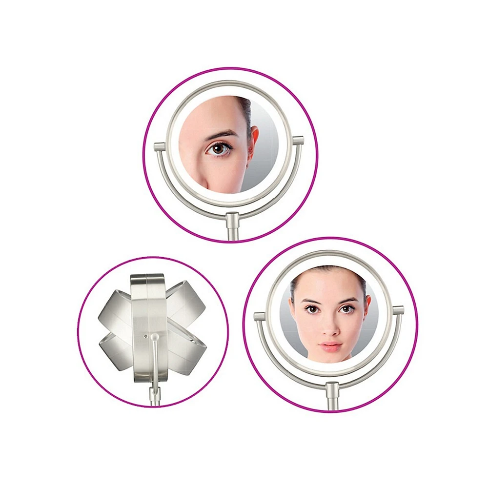 Miroir lumineux et rond à double face True Glow TGBE104XC
