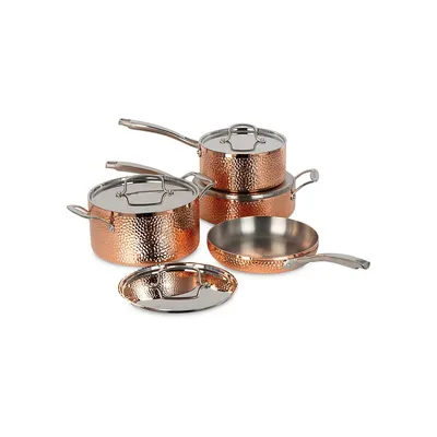 Copper 8-Piece Hand Hammered 5-Ply Cookware Set