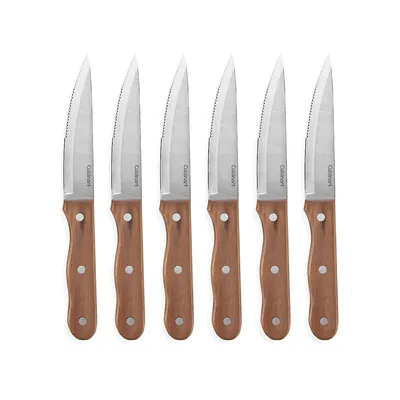 6-Piece Walnut Wood Steak Knife Set
