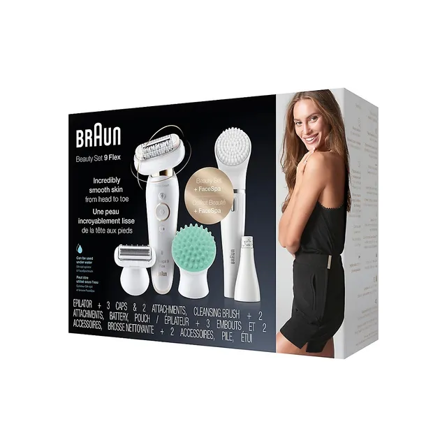 Braun ​Silk-épil 9 Flex 9-300 Beauty Set - Epilator for Women with Flexible  Head for Easier Hair Removal, White-Gold