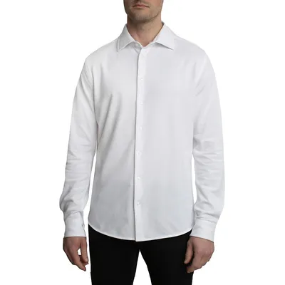 Pique Button-Front Knit Shirt