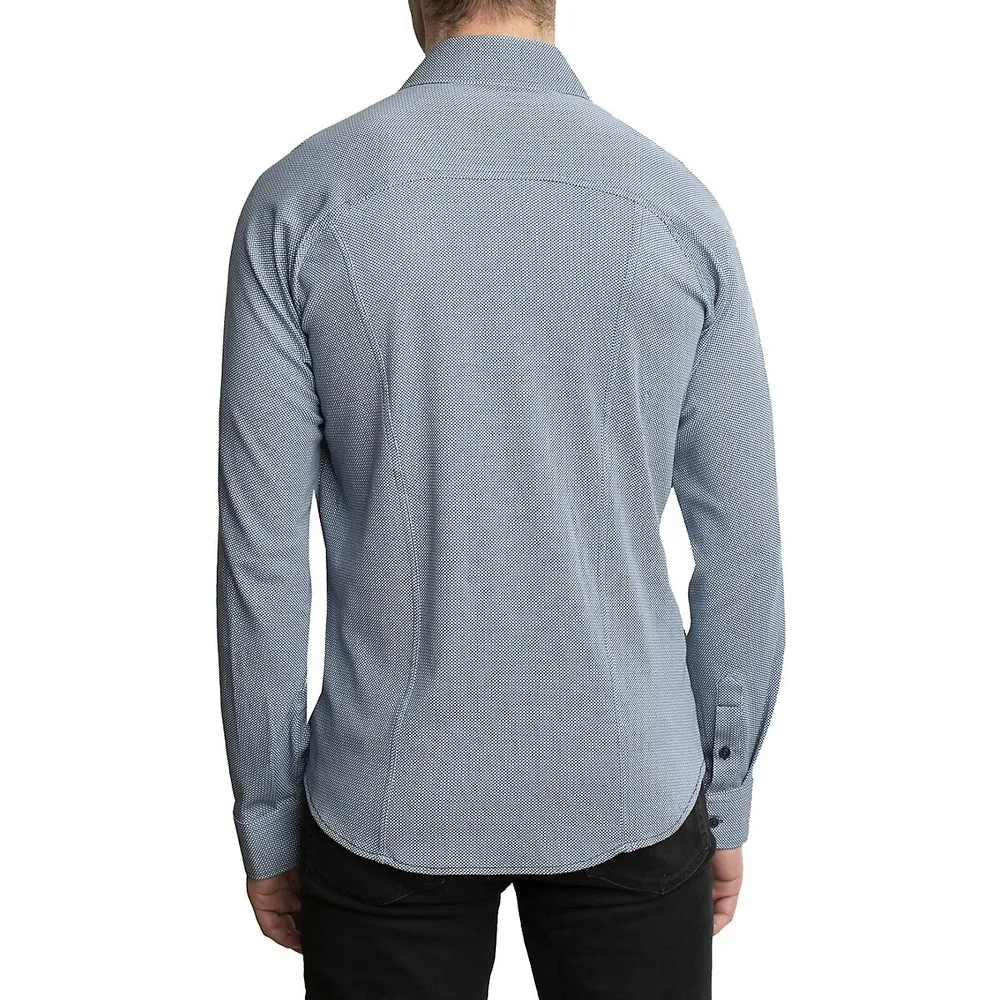 Micro-Print Stretch Interlock Knit Shirt