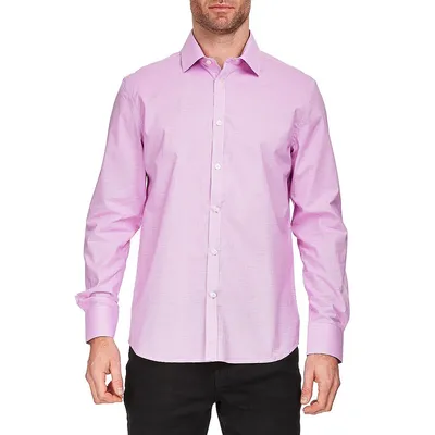 Modern-Fit Micro Gingham Stretch Shirt