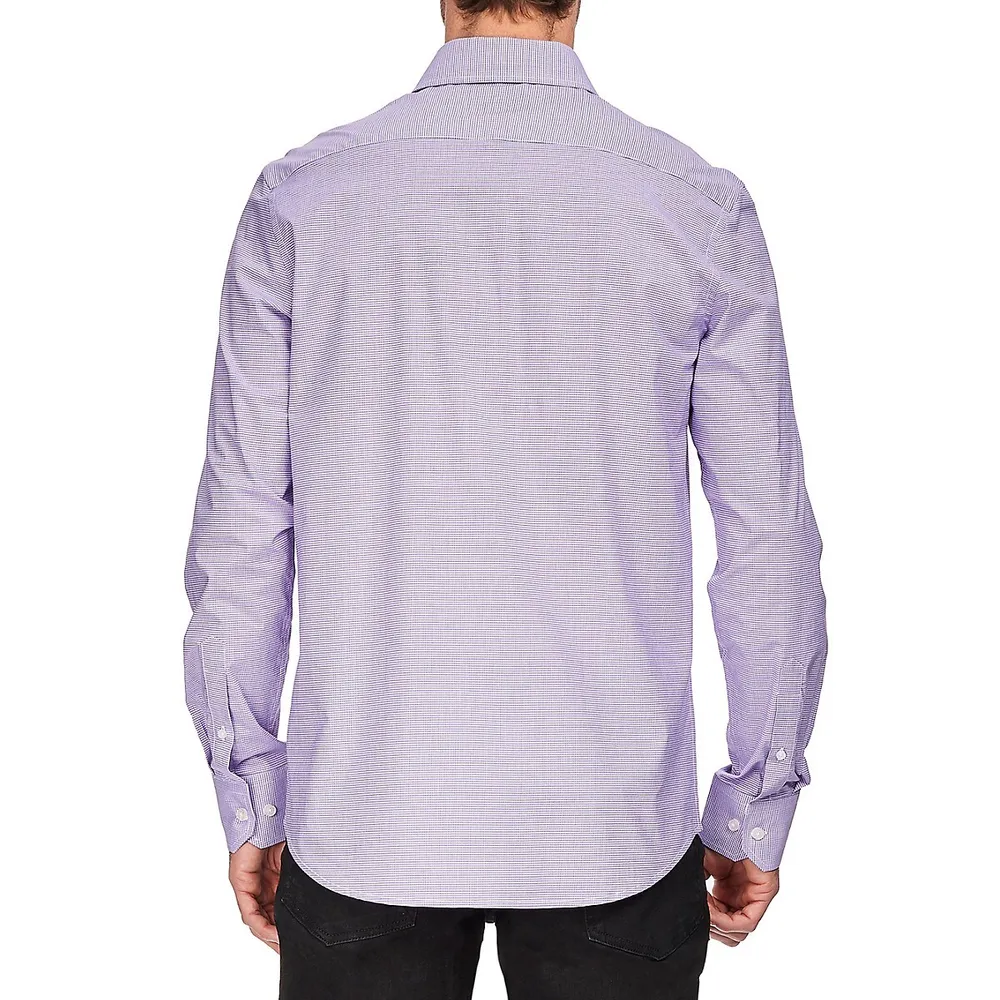 Modern-Fit Micro Gingham Stretch Shirt