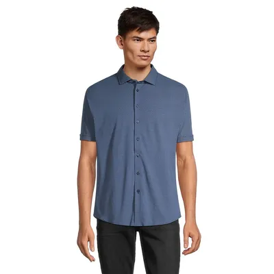 Chemise à manches courtes en tricot géométrique