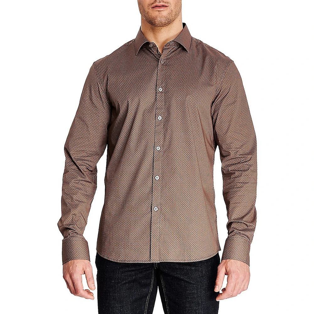 Modern-Fit Medallion-Print Stretch Shirt