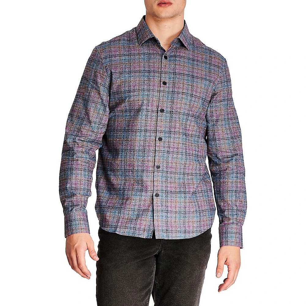 Modern-Fit Flannel Plaid Shirt