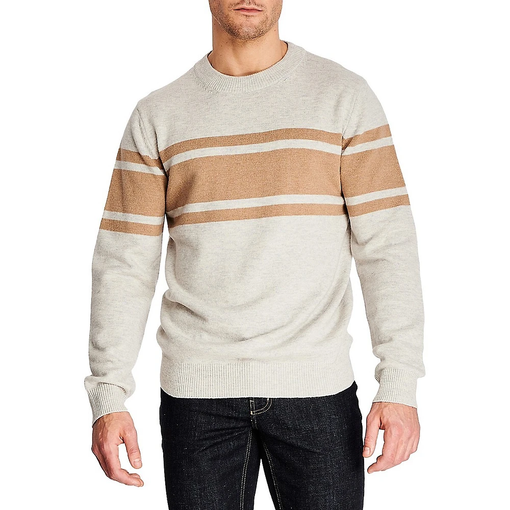 Wool-Blend Colourblock Crewneck Sweater