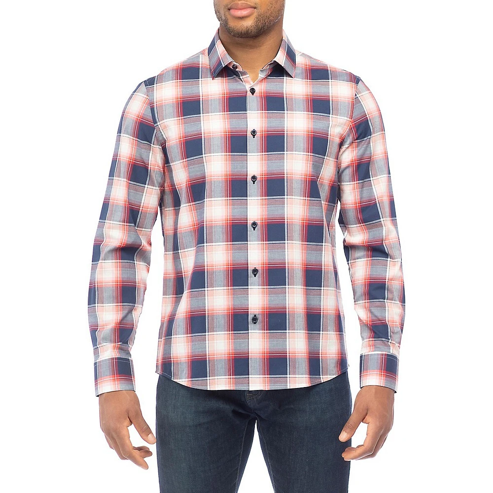 Modern-Fit Plaid Shirt