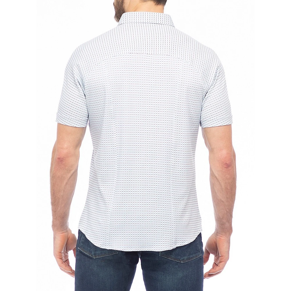 Modern-Fit Grid-Print Stretch Shirt