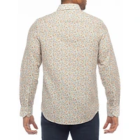 Modern-Fit Floral Cotton & Linen Shirt