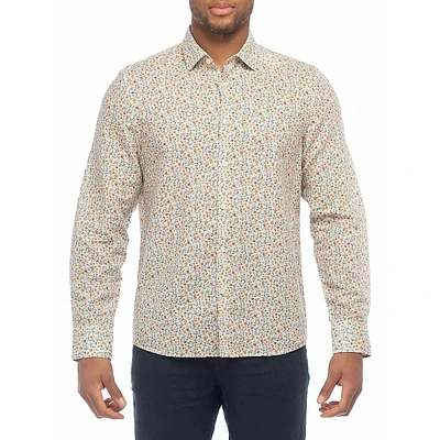 Modern-Fit Floral Cotton & Linen Shirt