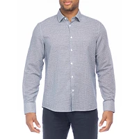 Modern-Fit Geo-Print Cotton & Linen Shirt