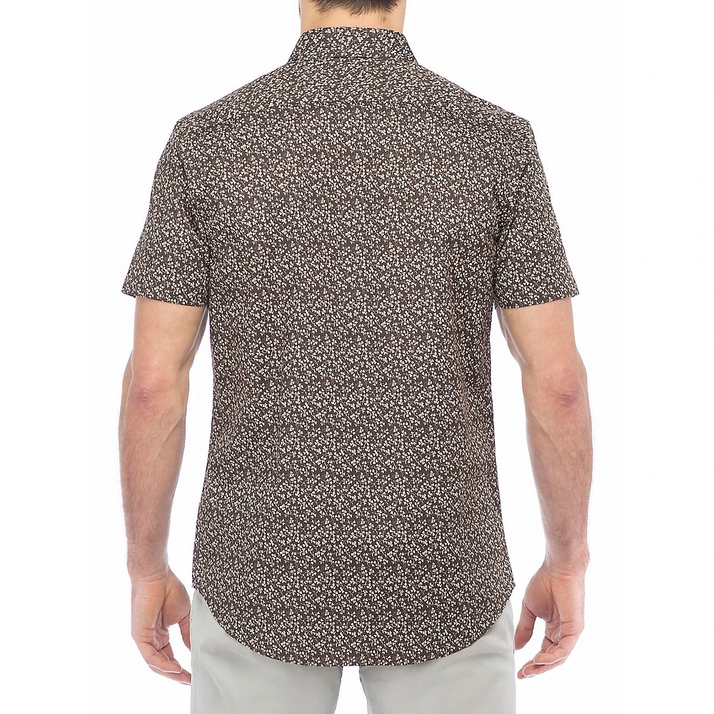 Printed Short-Sleeve Stretch Shirt