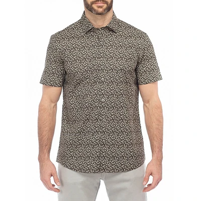 Printed Short-Sleeve Stretch Shirt