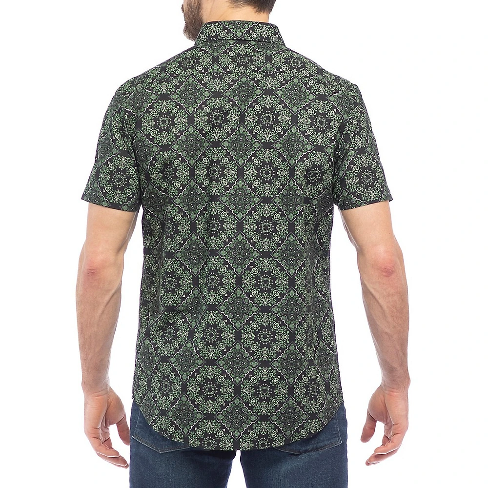 Tile-Print Short-Sleeve Shirt