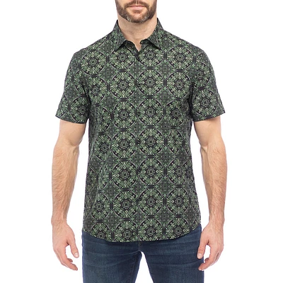 Tile-Print Short-Sleeve Shirt