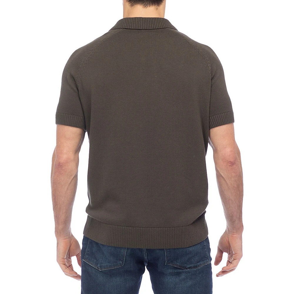 Short-Sleeve Polo Sweater