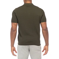 Short-Sleeve Textured Sweater Polo