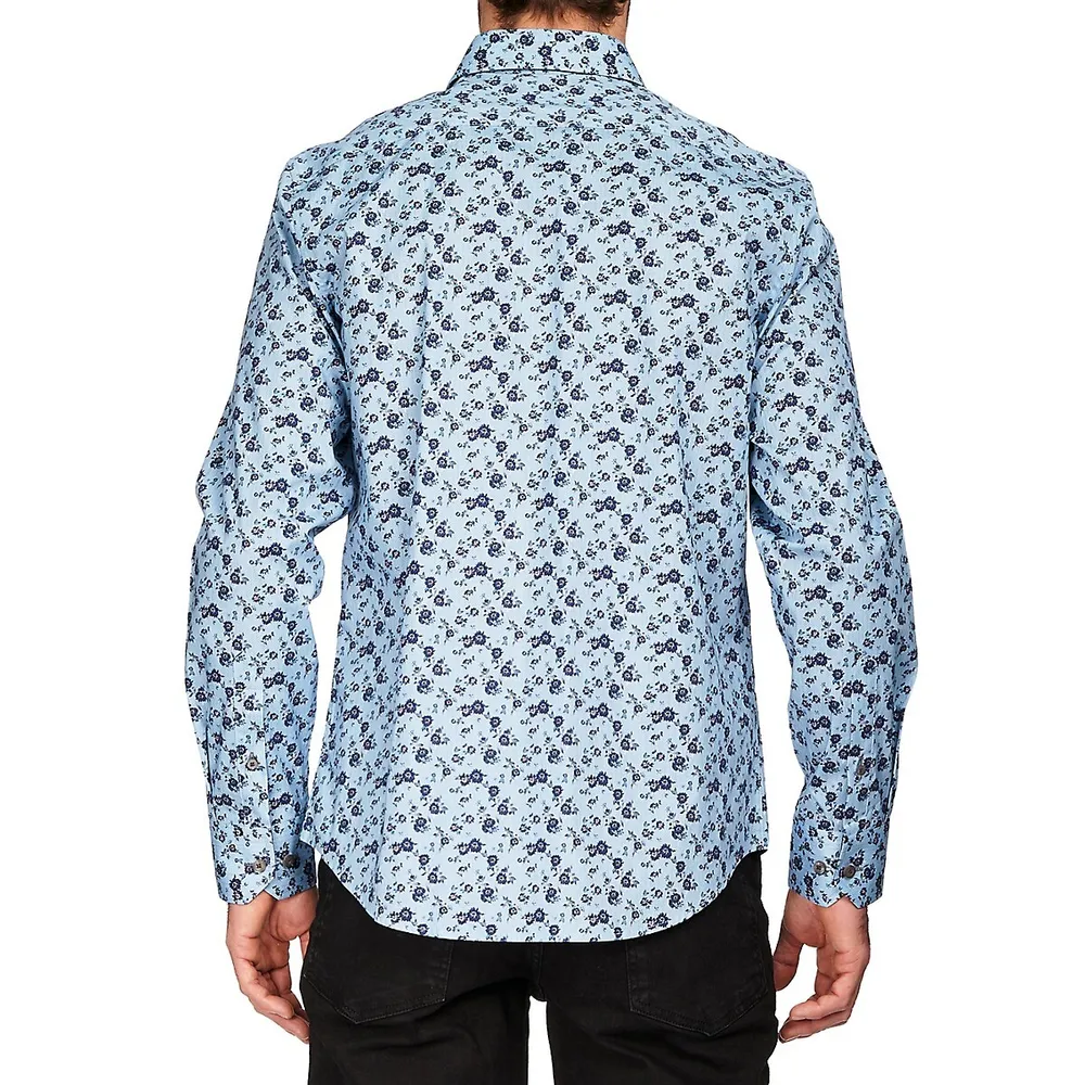 Modern-Fit Recurrent Floral-Print Stretch Shirt