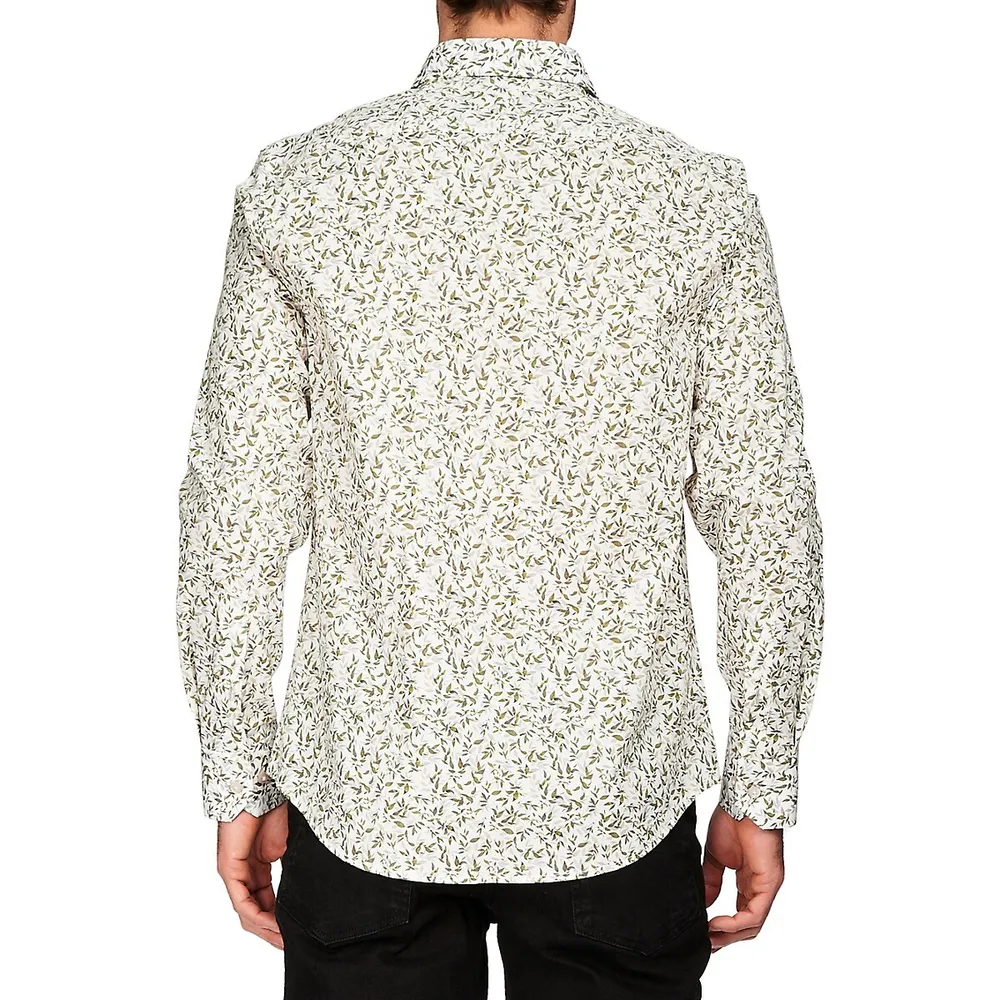 Leaf-Print Stretch Shirt