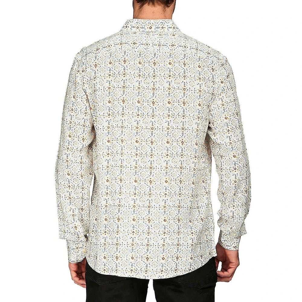 Modern-Fit Retro Tile-Print Shirt