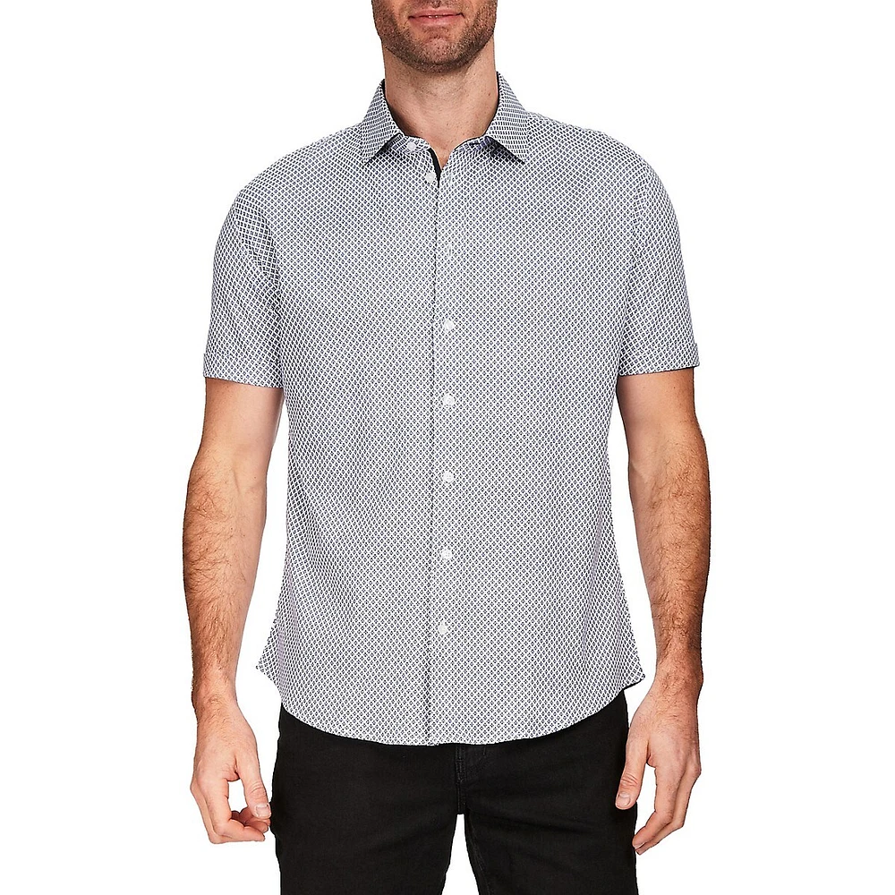 Modern-Fit 4-FLEX Medallion-Print Short-Sleeve Shirt