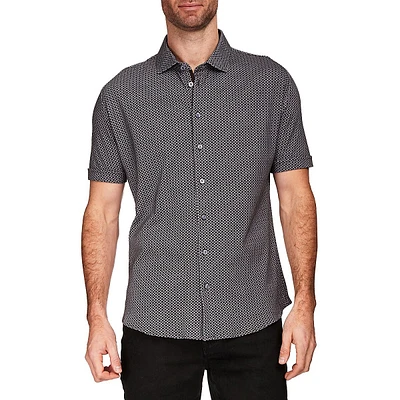 Modern-Fit 4-FLEX Mini Geo-Print Short-Sleeve Shirt