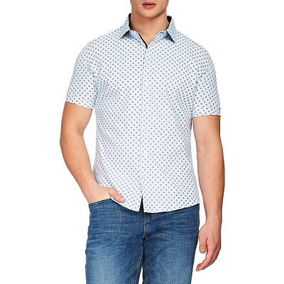 Modern-Fit 4-FLEX Geo-Print Short-Sleeve Shirt