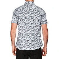 Modern-Fit 4-FLEX Retro Geo-Print Short-Sleeve Shirt