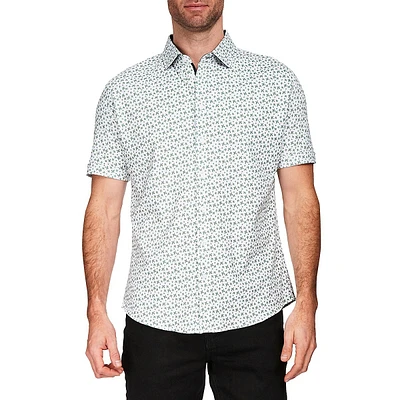 Modern-Fit 4-FLEX Turtle-Print Short-Sleeve Shirt