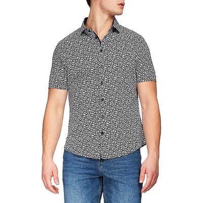 Modern-Fit 4-FLEX Floral-Print Short-Sleeve Shirt