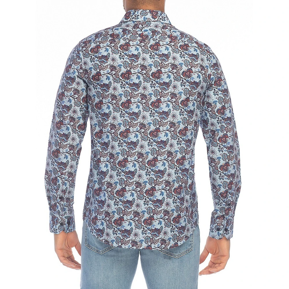 Modern-Fit Floral Vine Stretch Shirt