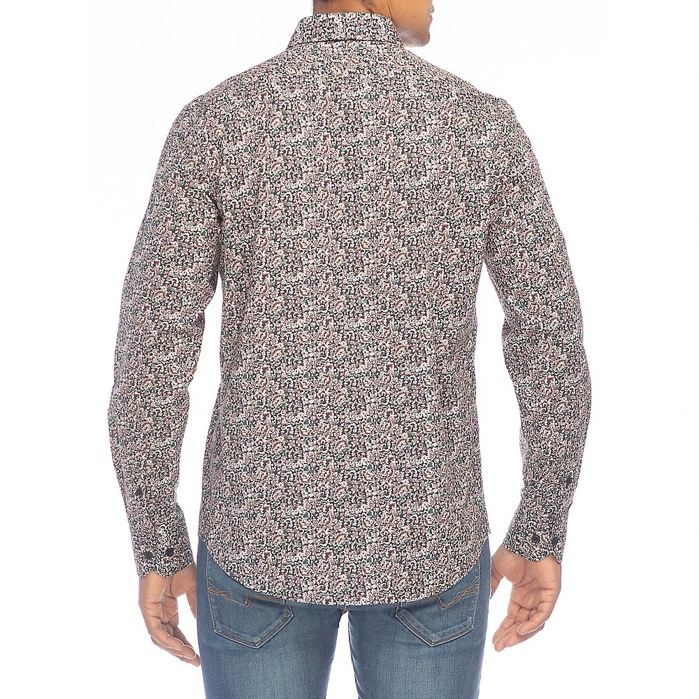 Floral-Print Stretch Shirt