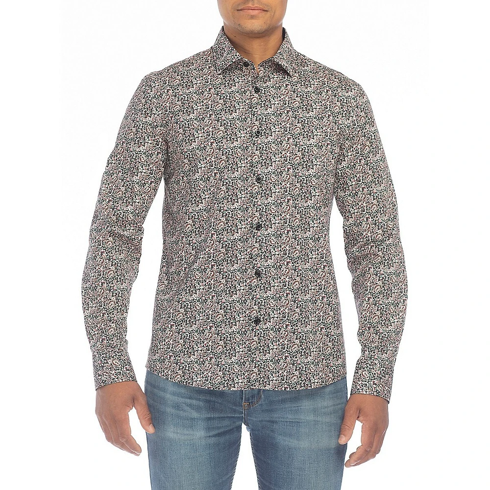 Floral-Print Stretch Shirt